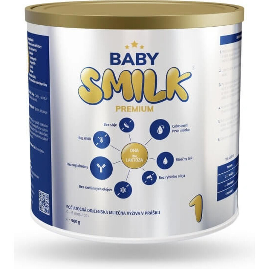 BABYSMILK PREMIUM 1 lapte praf pentru sugari cu colostru (0 - 6 luni) 1×900 g, lapte pentru sugari, de la naștere