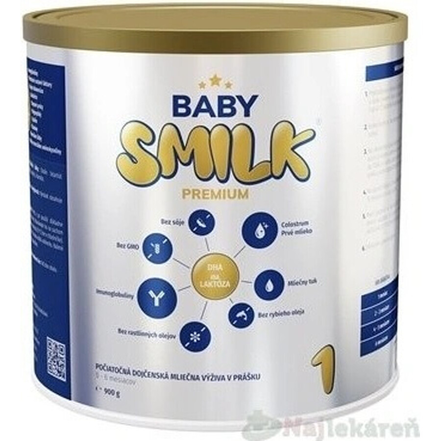 BABYSMILK PREMIUM 1 lapte praf pentru sugari cu colostru (0 - 6 luni) 1×900 g, lapte pentru sugari, de la naștere