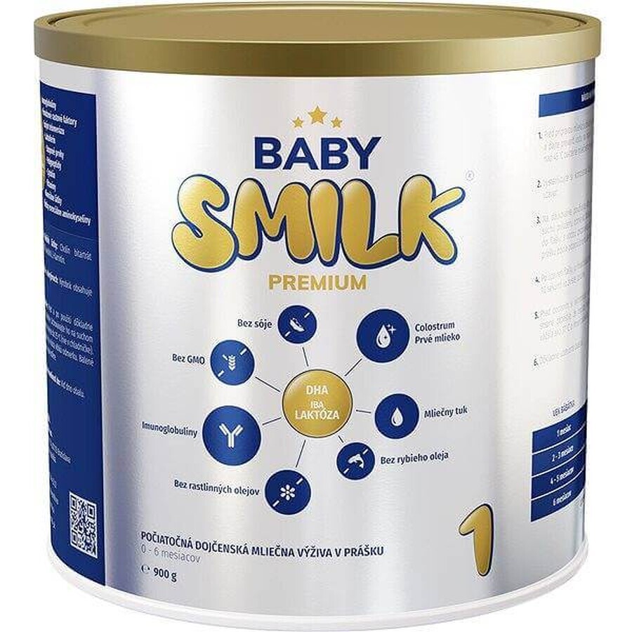 BABYSMILK PREMIUM 1 lapte praf pentru sugari cu colostru (0 - 6 luni) 1×900 g, lapte pentru sugari, de la naștere