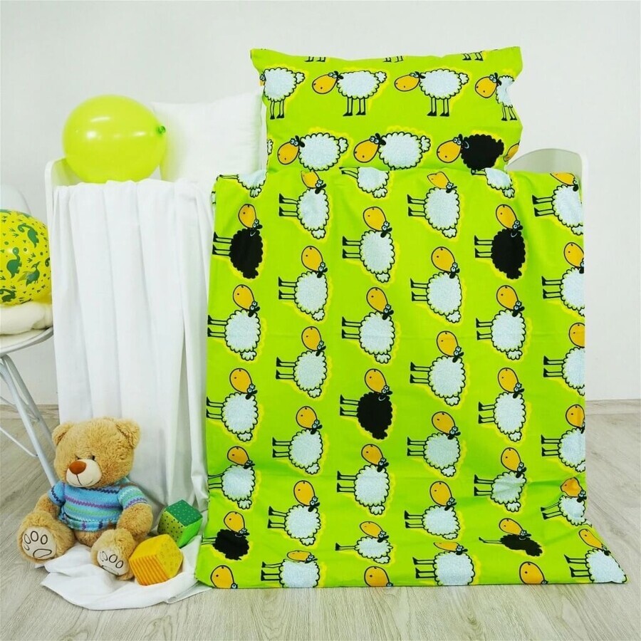 EMI ropa de cama de algodón para niños oveja verde 130x90+65x45