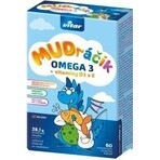 MUDráčik Omega 3 + Vitaminas D3, E 1×60 cps, cápsulas masticables con sabor tutti-frutti.