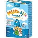 MUDráčik Omega 3 + Vitaminas D3, E 1×60 cps, cápsulas masticables con sabor tutti-frutti.