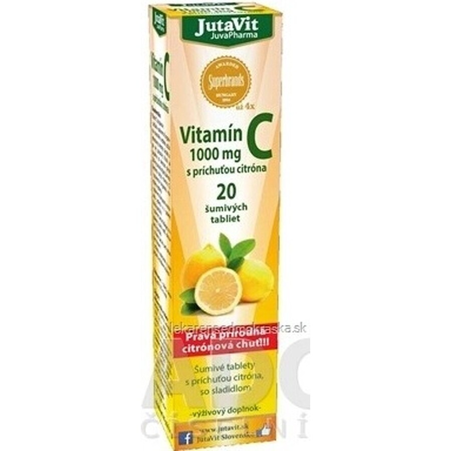 JutaVit Vitamine C 1000 mg 1×20 stuks, bruistabletten met citroensmaak