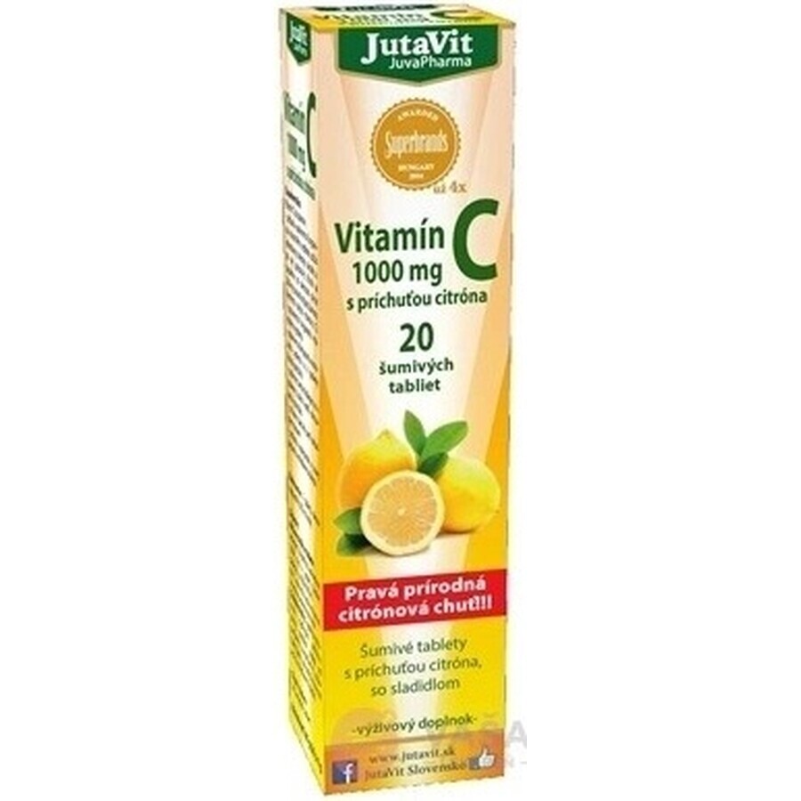 JutaVit Vitamine C 1000 mg 1×20 stuks, bruistabletten met citroensmaak