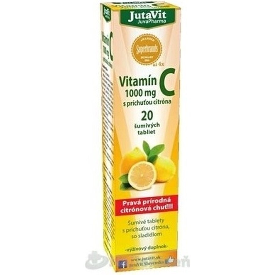JutaVit Vitamine C 1000 mg 1×20 stuks, bruistabletten met citroensmaak