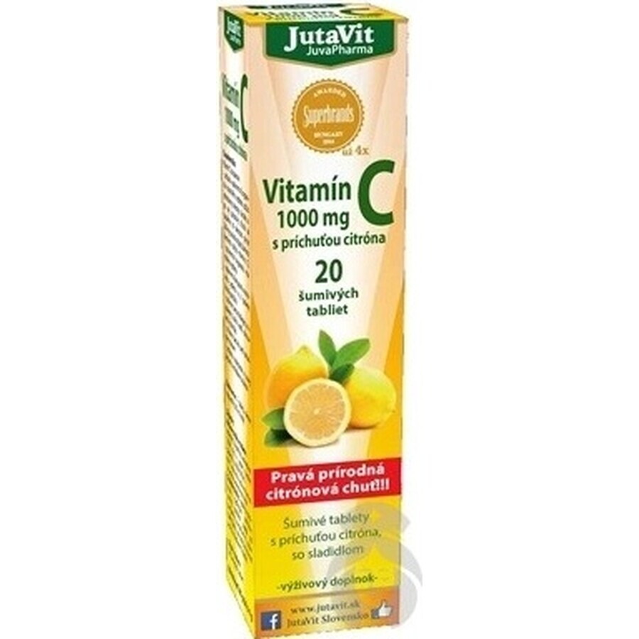 JutaVit Vitamine C 1000 mg 1×20 stuks, bruistabletten met citroensmaak