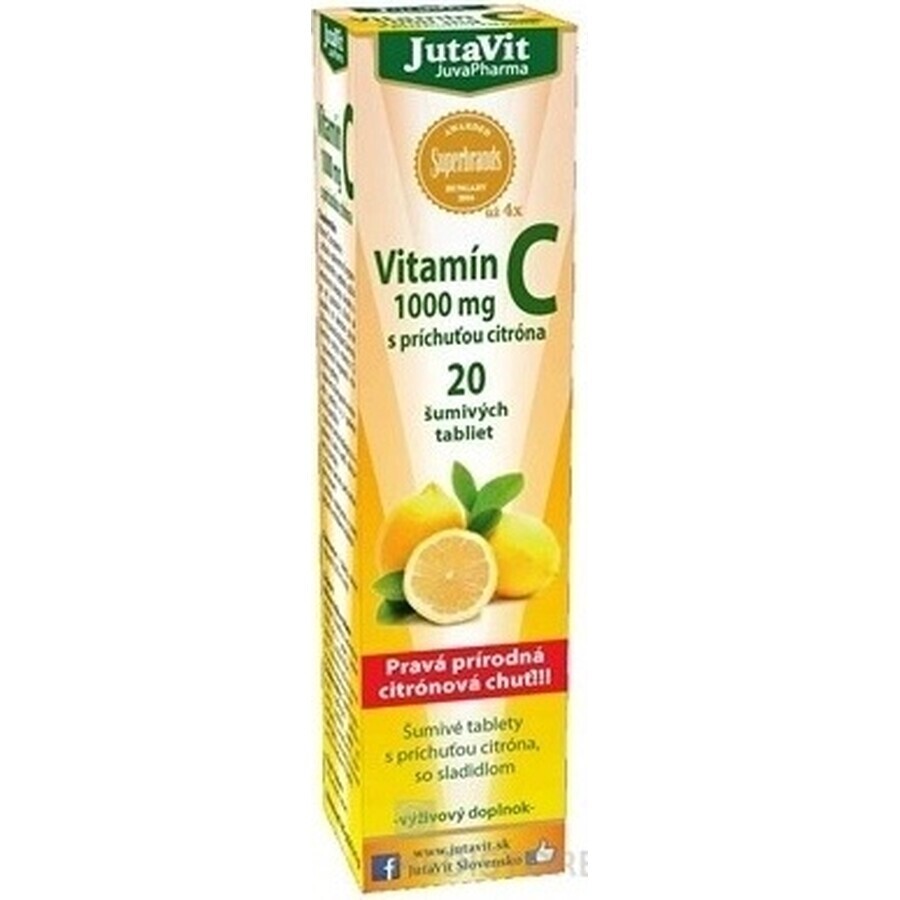 JutaVit Vitamine C 1000 mg 1×20 stuks, bruistabletten met citroensmaak