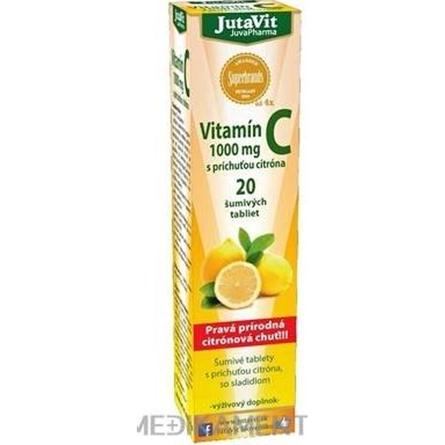 JutaVit Vitamine C 1000 mg 1×20 stuks, bruistabletten met citroensmaak