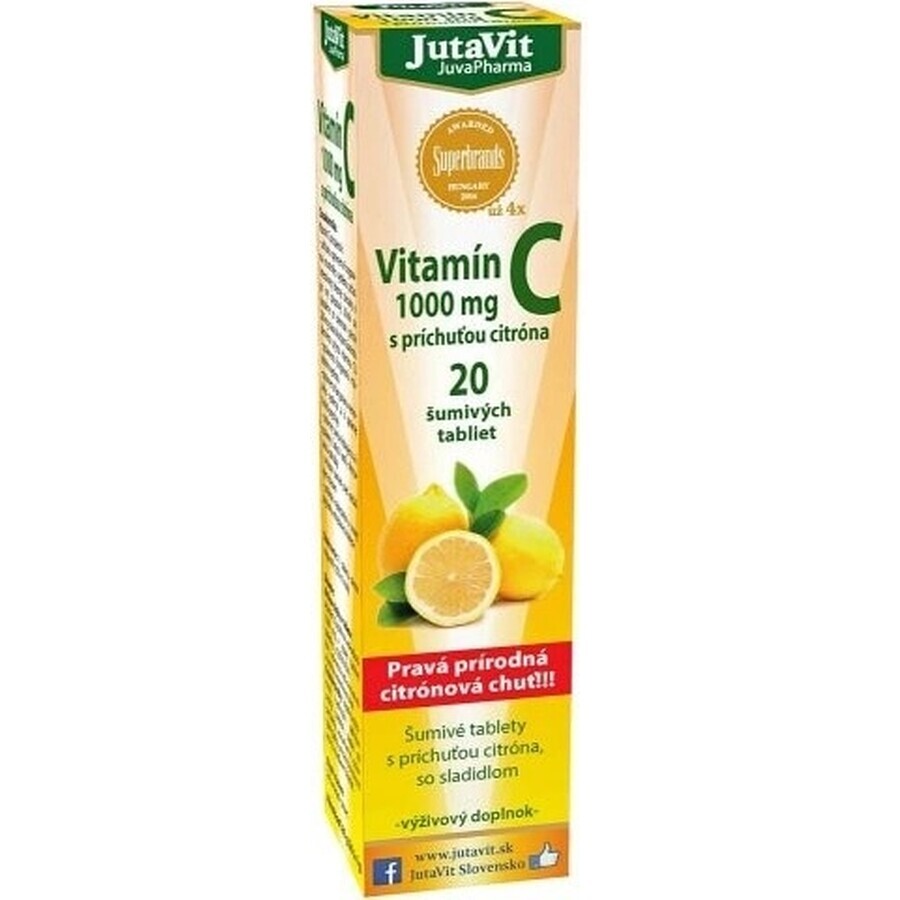 JutaVit Vitamine C 1000 mg 1×20 stuks, bruistabletten met citroensmaak