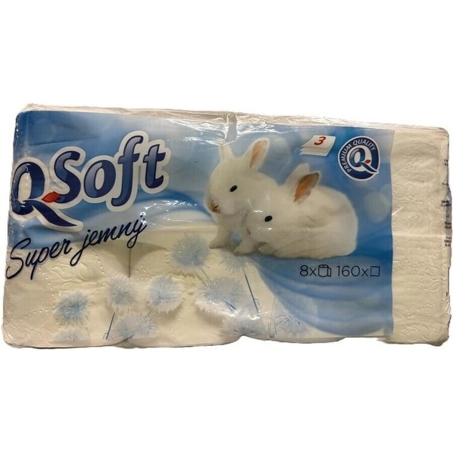 Q SOFT Wit 3-laags toiletpapier wit 1×8 stuks, 160 stuks Q SOFT Wit 3-laags toiletpapier wit 1×8 stuks, 160 stuks