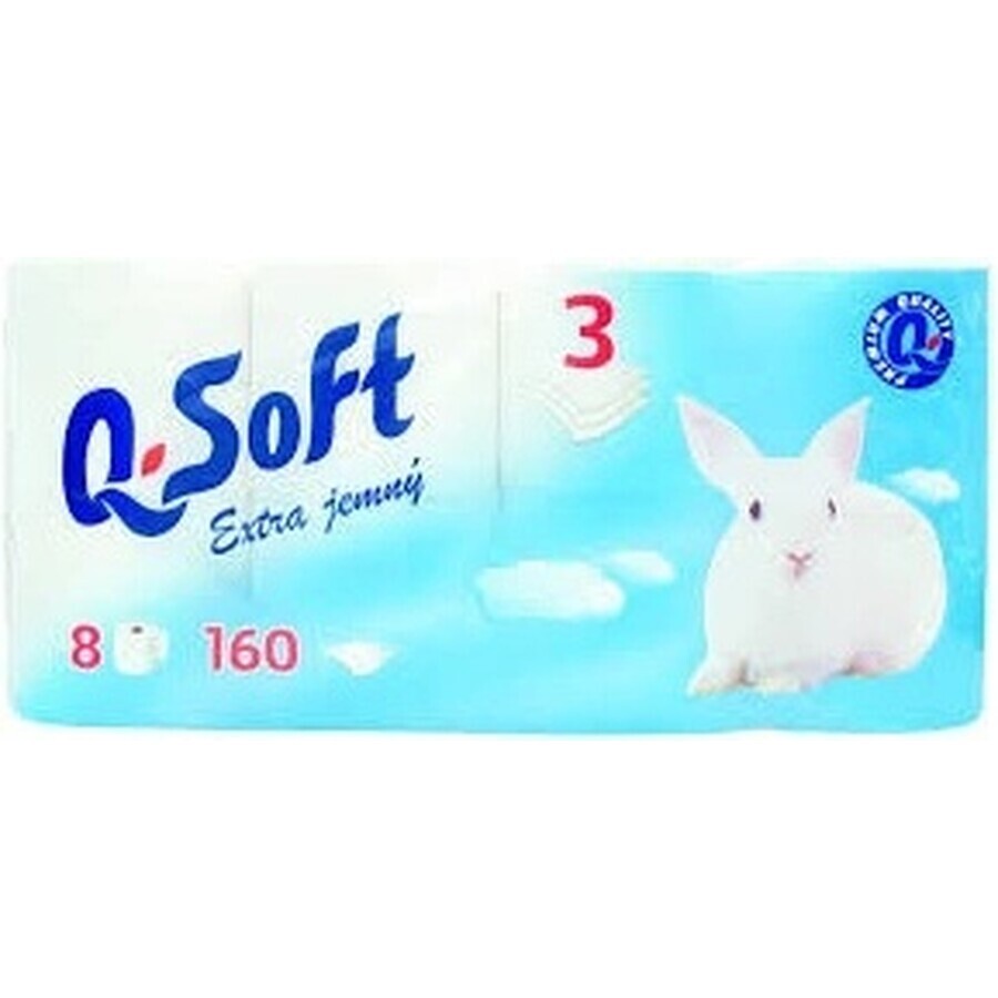 Q SOFT Wit 3-laags toiletpapier wit 1×8 stuks, 160 stuks Q SOFT Wit 3-laags toiletpapier wit 1×8 stuks, 160 stuks