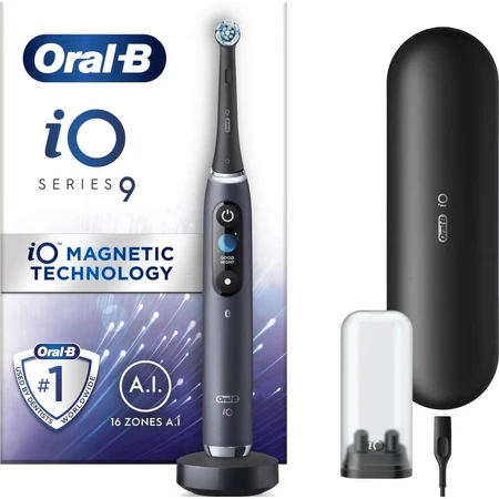 Oral B EK iO Series 9 Black onyx + porte-brosse à dents + étui de voyage 1×1 set, brosse à dents électronique