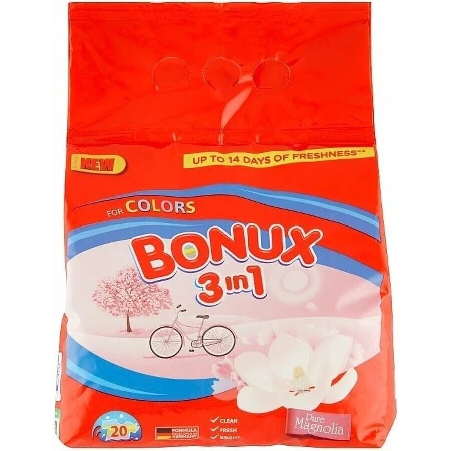 Bonux powder 20PD 3in1 Magnolia Colour 1×1500 g, poudre à laver