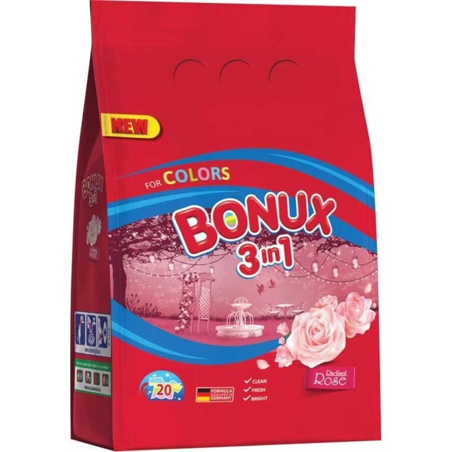 Bonux powder 20PD 3in1 Magnolia Colour 1×1500 g, poudre à laver