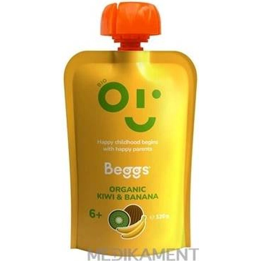 Beggs BIO Kiwi și banană 1×120 g, gustare cu fructe