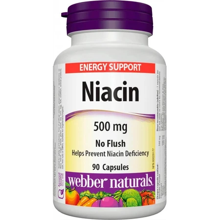 WEBBER NATURALS Niacine B3 500 mg niet-allergeen! 1×90 cps, voedingssupplement