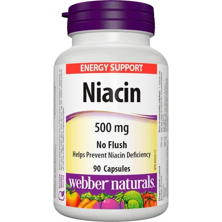 WEBBER NATURALS Niacine B3 500 mg niet-allergeen! 1×90 cps, voedingssupplement
