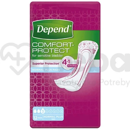 DEPEND NORMAL PLUS 1×12 unidades, absorbentes para incontinencia 10×28 cm
