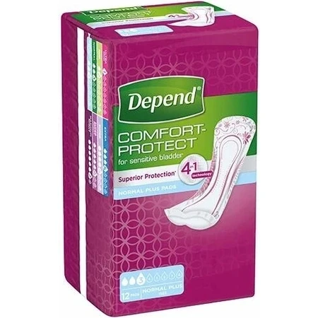 DEPEND NORMAL PLUS 1×12 unidades, absorbentes para incontinencia 10×28 cm