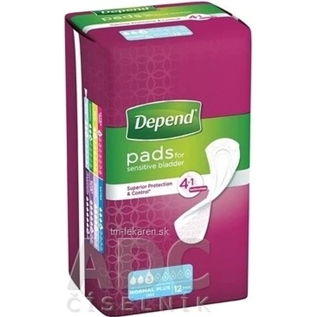 DEPEND NORMAL PLUS 1×12 unidades, absorbentes para incontinencia 10×28 cm