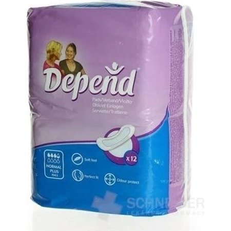 DEPEND NORMAL PLUS 1×12 unidades, absorbentes para incontinencia 10×28 cm