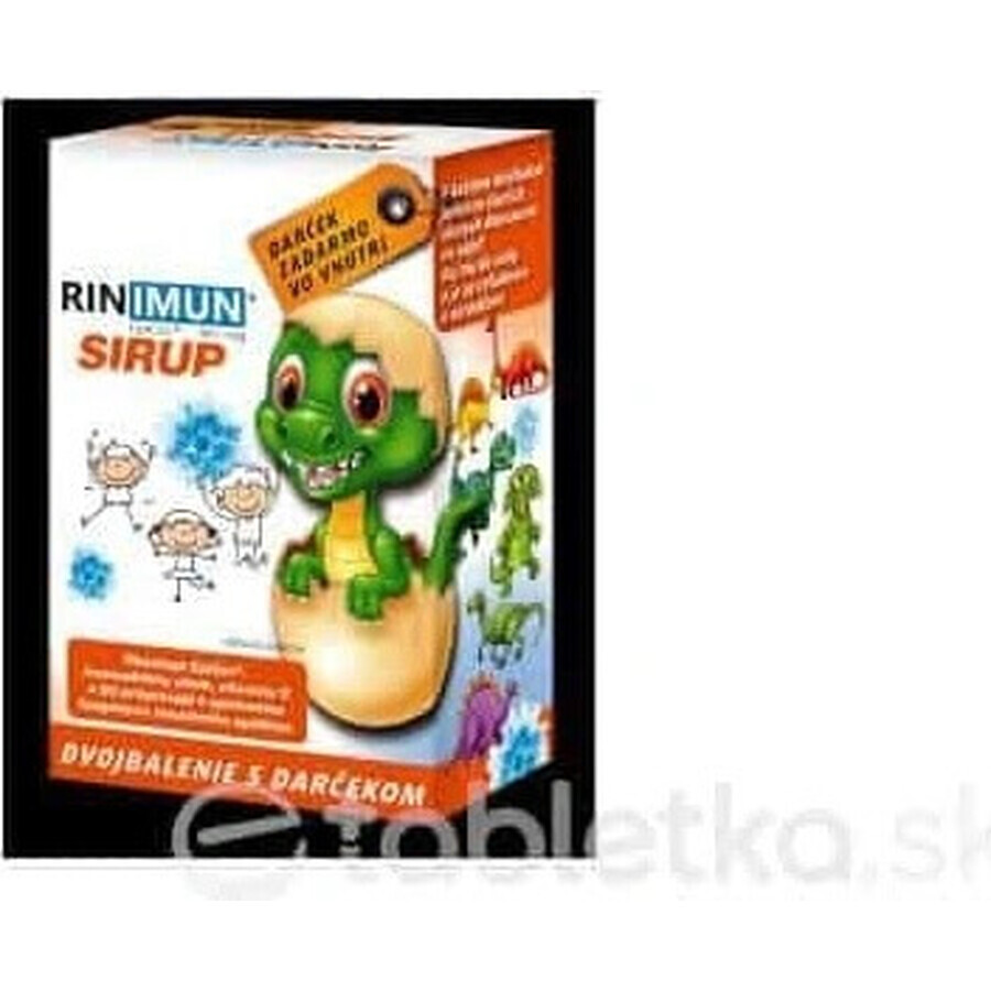 RINIMUN DOPPIO sciroppo + regalo (giocattolo - dinosauro che cresce nell'acqua) 2×120 ml, integratore alimentare