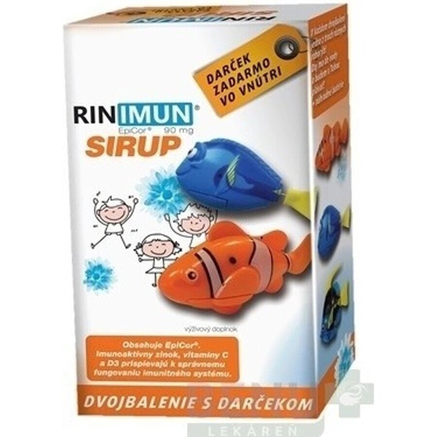 RINIMUN DOPPIO sciroppo + regalo (giocattolo - dinosauro che cresce nell'acqua) 2×120 ml, integratore alimentare
