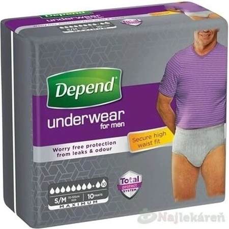 DEPEND MAXIMUM S/M for men 1×10 pcs, elastic briefs, hip circumference 95-130 cm