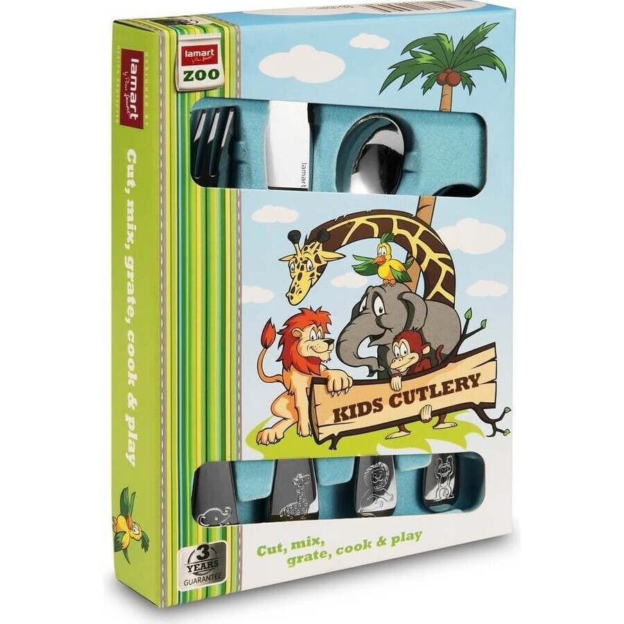 Zoo Lamart Kinderbestekset 1×4 stuks, kinderbestekset Zoo Lamart Kinderbestekset 1×4 stuks, kinderbestekset