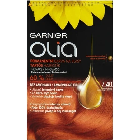 Garnier Olia Permanente Haarkleuring 7.40 Intense Koper 1×1 set, permanente haarkleuring