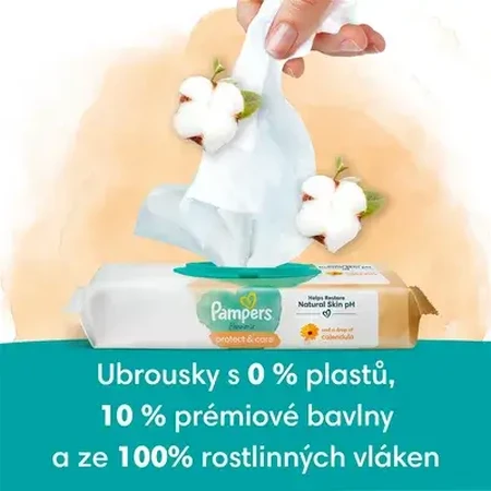 Lingettes pour bébé Pampers Harmonie Protect & Care, 4 x 44 pièces
