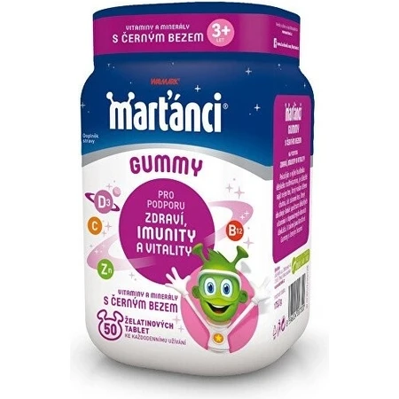 WALMARK Martian gummy vitaminen met zwarte vlierbes 1×50 stuks, appel en zwarte bessensmaak