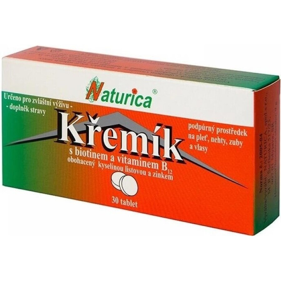 Naturica Silica cu biotină și vitamina B12 1×30 tbl, siliciu + biotină + vitamina B12