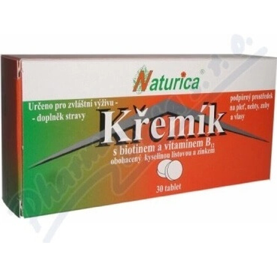 Naturica Silica cu biotină și vitamina B12 1×30 tbl, siliciu + biotină + vitamina B12
