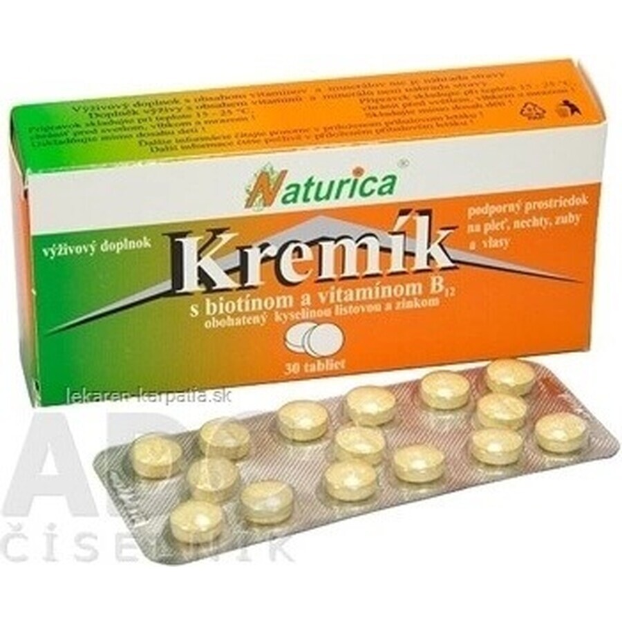 Naturica Silica cu biotină și vitamina B12 1×30 tbl, siliciu + biotină + vitamina B12