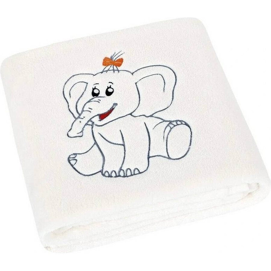 Kinderdecke KORALL MICRO 1004/001 75x100 weiß mit gesticktem Elefanten 1×1 St., Babydecke