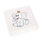 Kinderdecke KORALL MICRO 1004/001 75x100 weiß mit gesticktem Elefanten 1×1 St., Babydecke Kinderdecke KORALL MICRO 1004/001 75x100 weiß mit gesticktem Elefanten 1×1 St., Babydecke