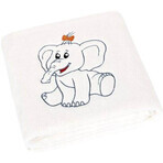 Kinderdecke KORALL MICRO 1004/001 75x100 weiß mit gesticktem Elefanten 1×1 St., Babydecke