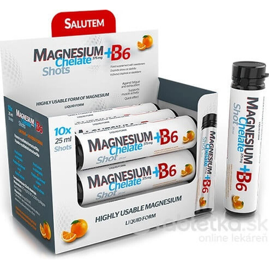 MAGNESIUM Chelated MAGNESIUM + B6 orange SALUTEM 1×10 stuks, voedingssupplement