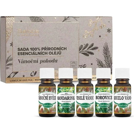 Saloos Coffret bien-être de Noël d'huiles essentielles 100% naturelles 5x10 ml, coffret d'huiles essentielles