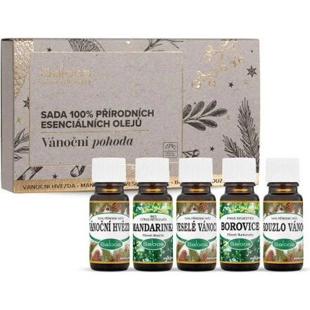 Saloos Coffret bien-être de Noël d'huiles essentielles 100% naturelles 5x10 ml, coffret d'huiles essentielles