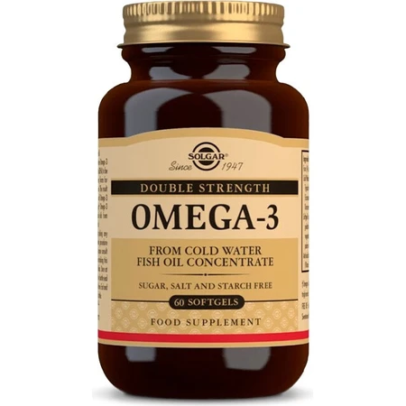 Solgar Omega-3 Double Strength Aceite de Pescado de Agua Fría 60 cápsulas 1×60 tbl