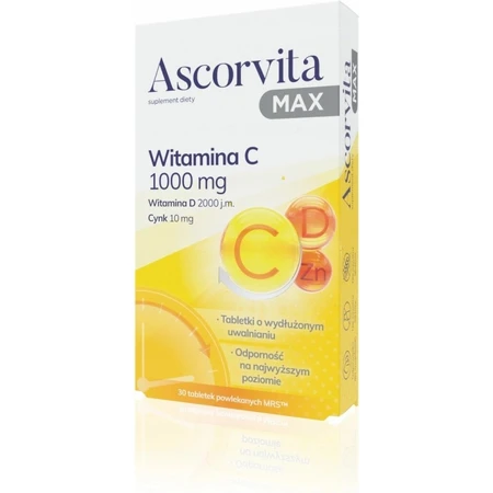 ASCORVITA MAX tbl vitamin C, D and zinc 1x30 pcs
