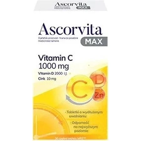 ASCORVITA MAX tbl vitamin C, D and zinc 1x30 pcs