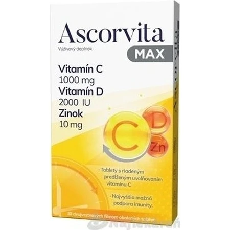 ASCORVITA MAX tbl vitamin C, D and zinc 1x30 pcs