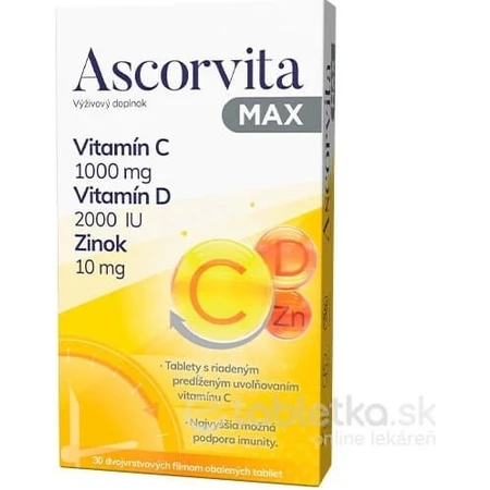 ASCORVITA MAX tbl vitamin C, D and zinc 1x30 pcs