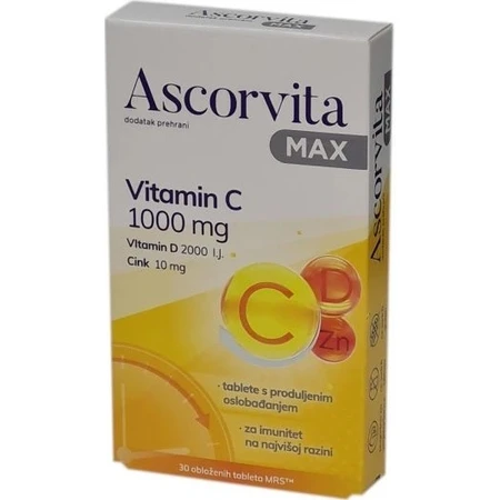 ASCORVITA MAX tbl vitamin C, D and zinc 1x30 pcs