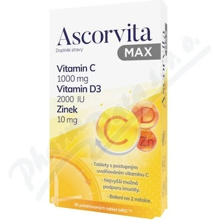 ASCORVITA MAX tbl vitamin C, D and zinc 1x30 pcs