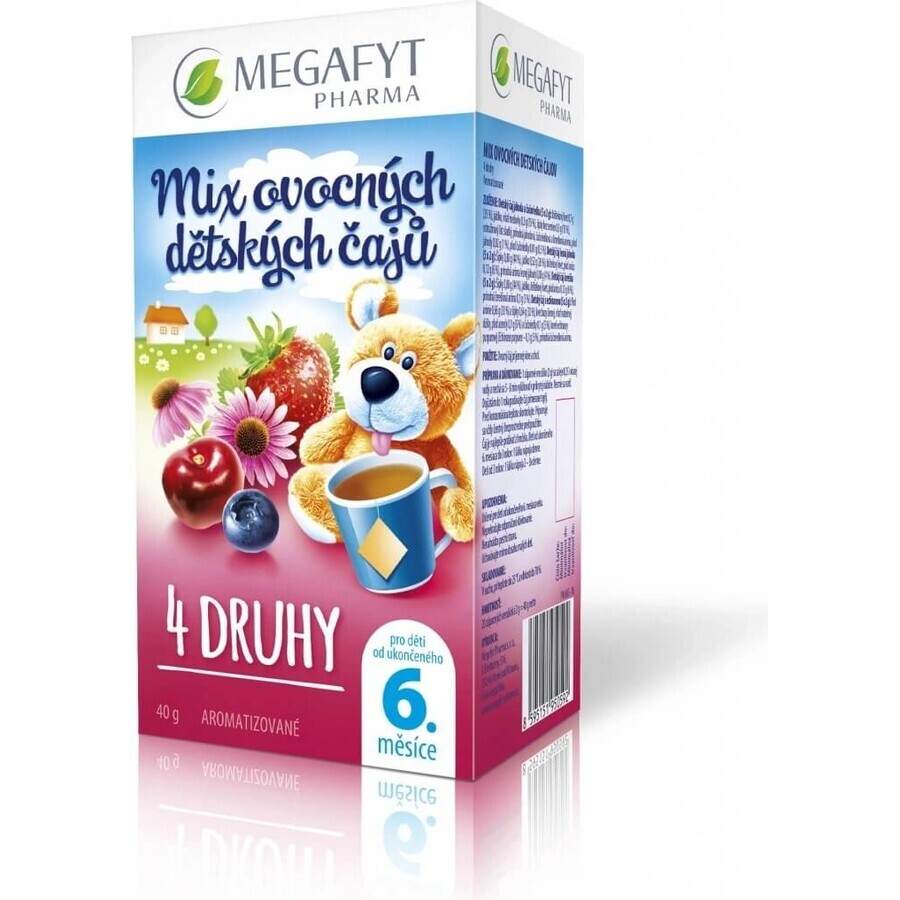 MEGAFYT MIX di tè alla frutta per bambini 4 TIPI 20×2 g, dalla fine del 6° mese