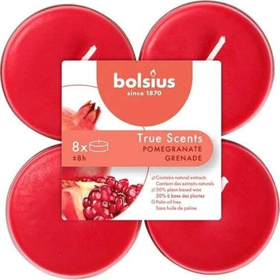 Bolsius Aromatic 2.0 Tea Maxi 8st Granaatappel, geurkaarsen 1×8 stuks, geurkaars